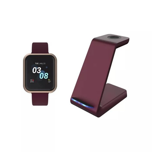 New ITOUCH Unisex Air 3 Burgundy Silicone Strap Smartwatch - Picture 1 of 7